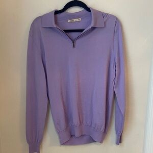 Maurizio Baldassari Brera Lavender Half-Zip Knit Sweater Made in Italy